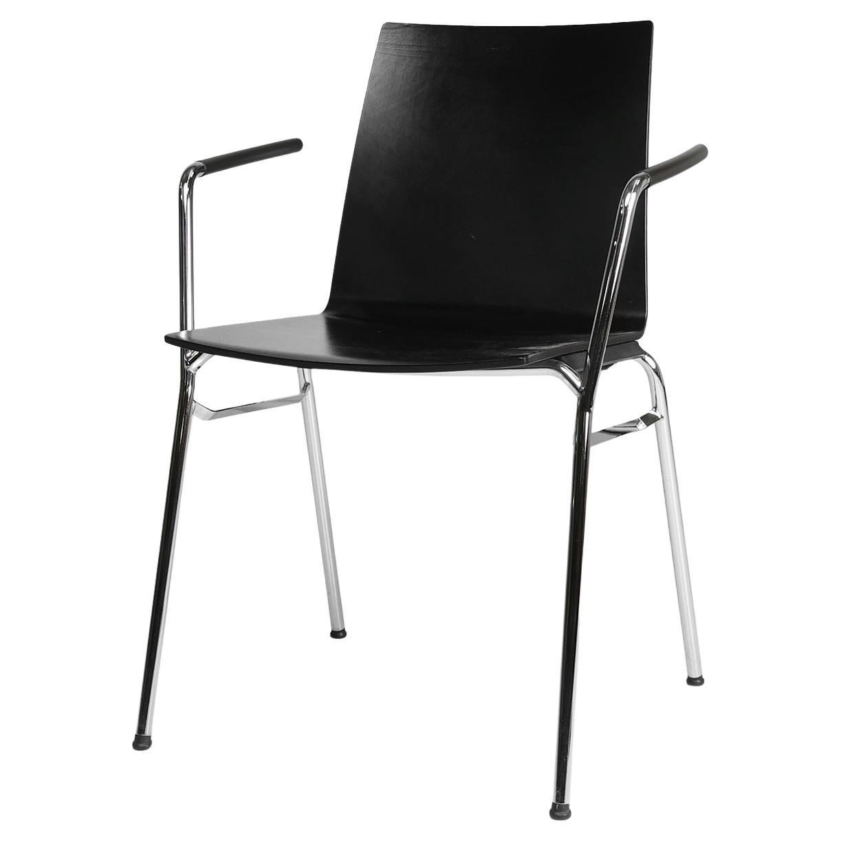 Mid-century modern black design chair in with armrests, Belgium