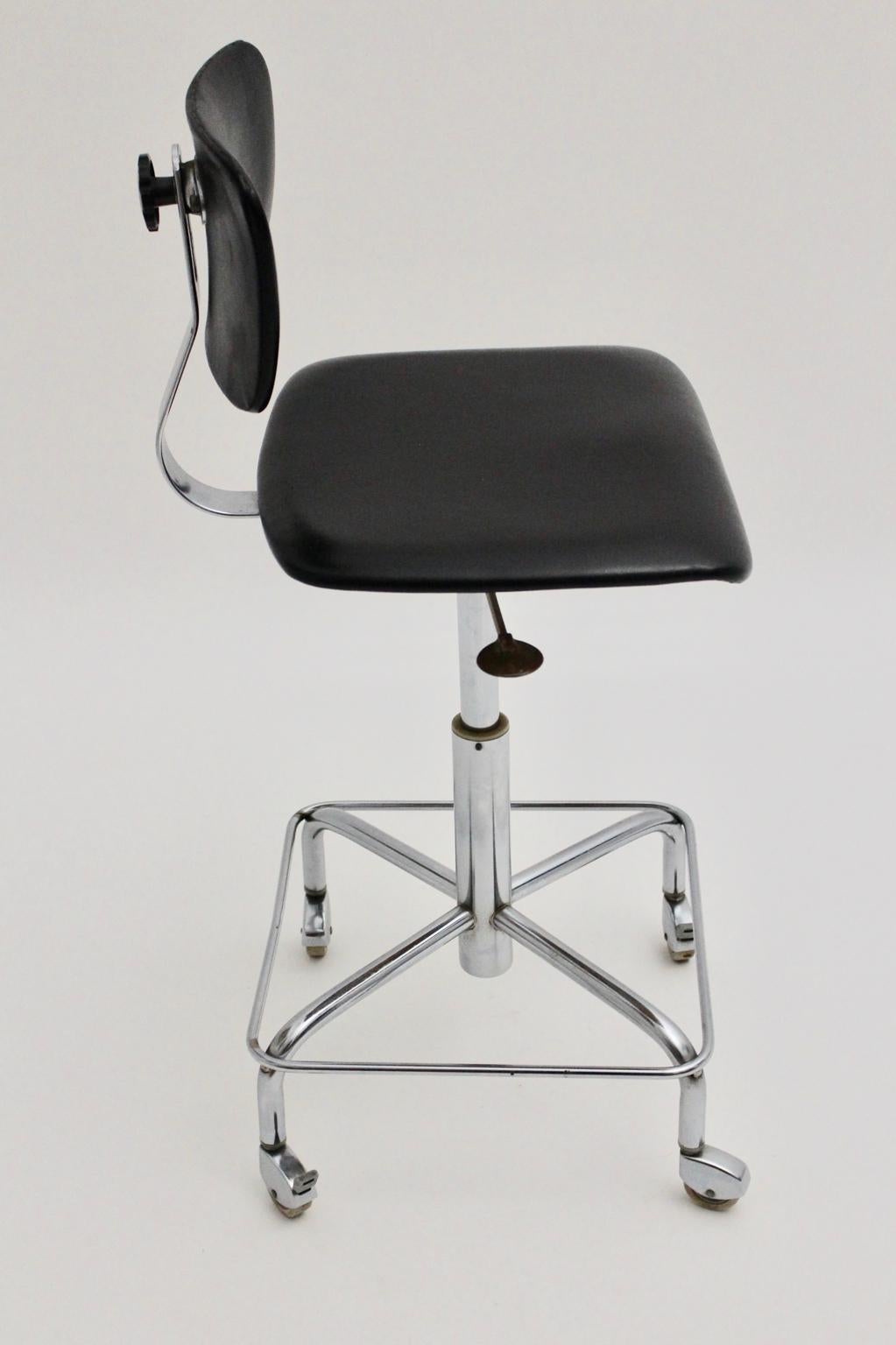 Mid-Century Modern Black Desk Chair by Egon Eiermann, Germany, 1950s 6