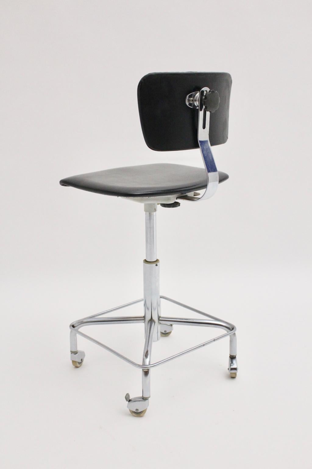 Mid-Century Modern Black Desk Chair by Egon Eiermann, Germany, 1950s In Good Condition In Vienna, AT