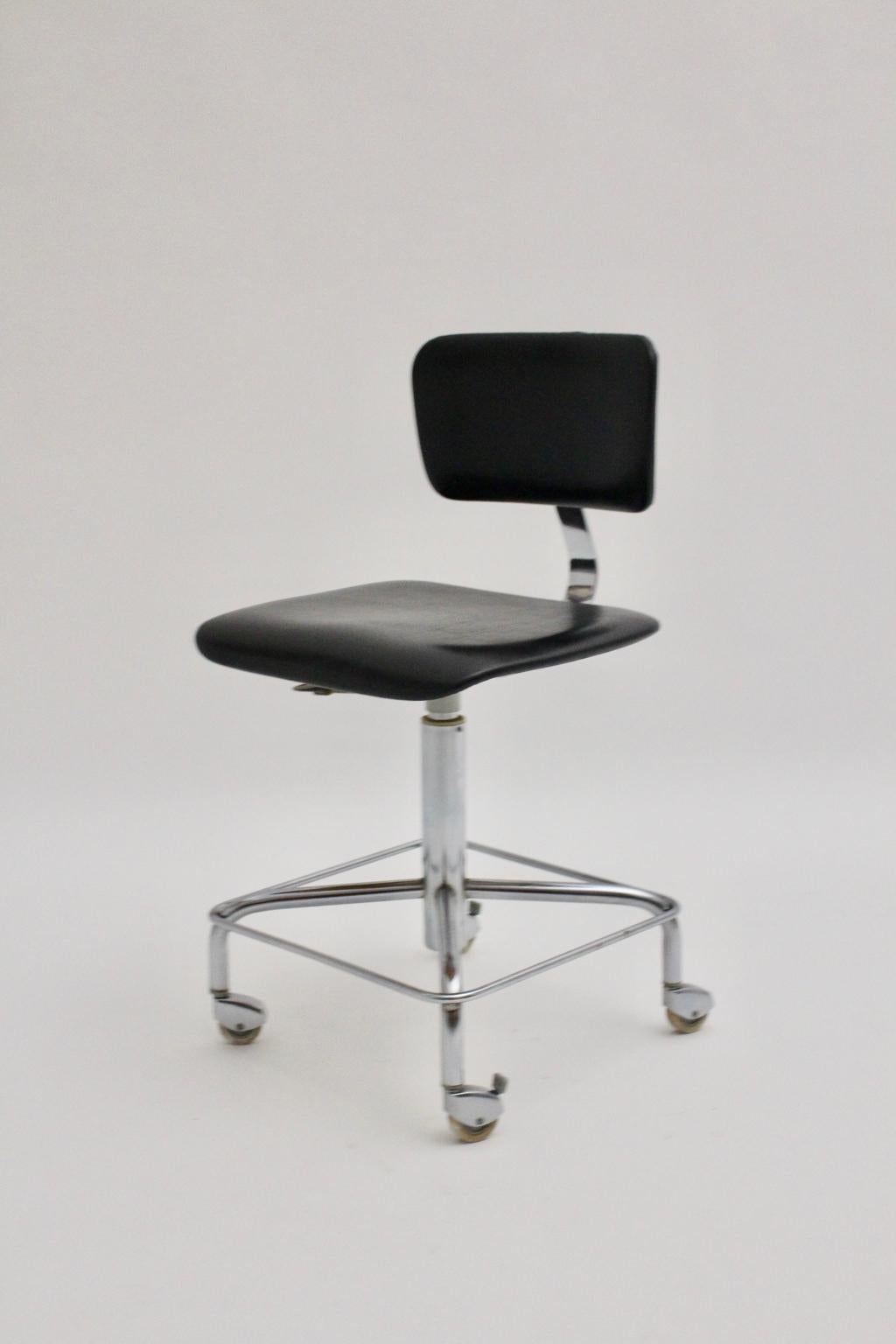 20th Century Mid-Century Modern Black Desk Chair by Egon Eiermann, Germany, 1950s