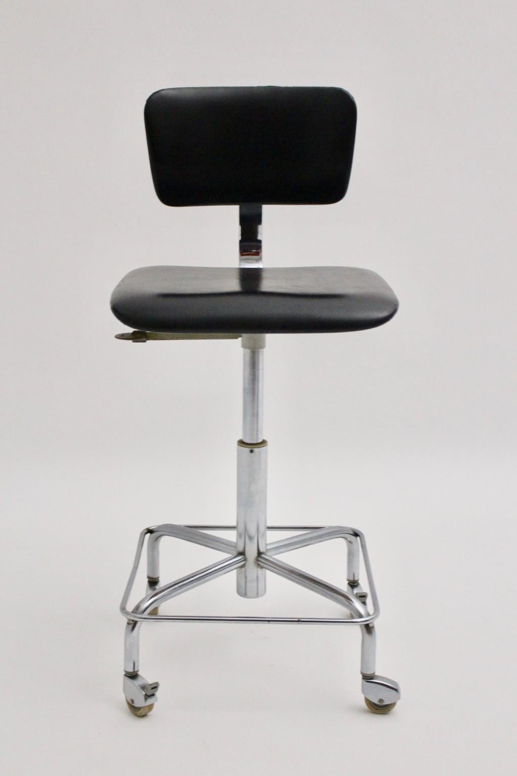 Mid-Century Modern Black Desk Chair by Egon Eiermann, Germany, 1950s 3