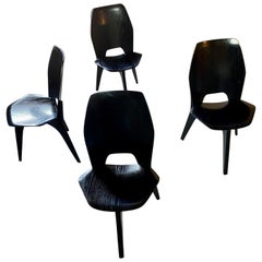 Mid-Century Modern Black Dining Chairs by Eugenio Gerli for Tecno, Italy 1950s Mid-Century Modern Black Dining Chairs by Eugenio Gerli for Tecno, Italy 1950s