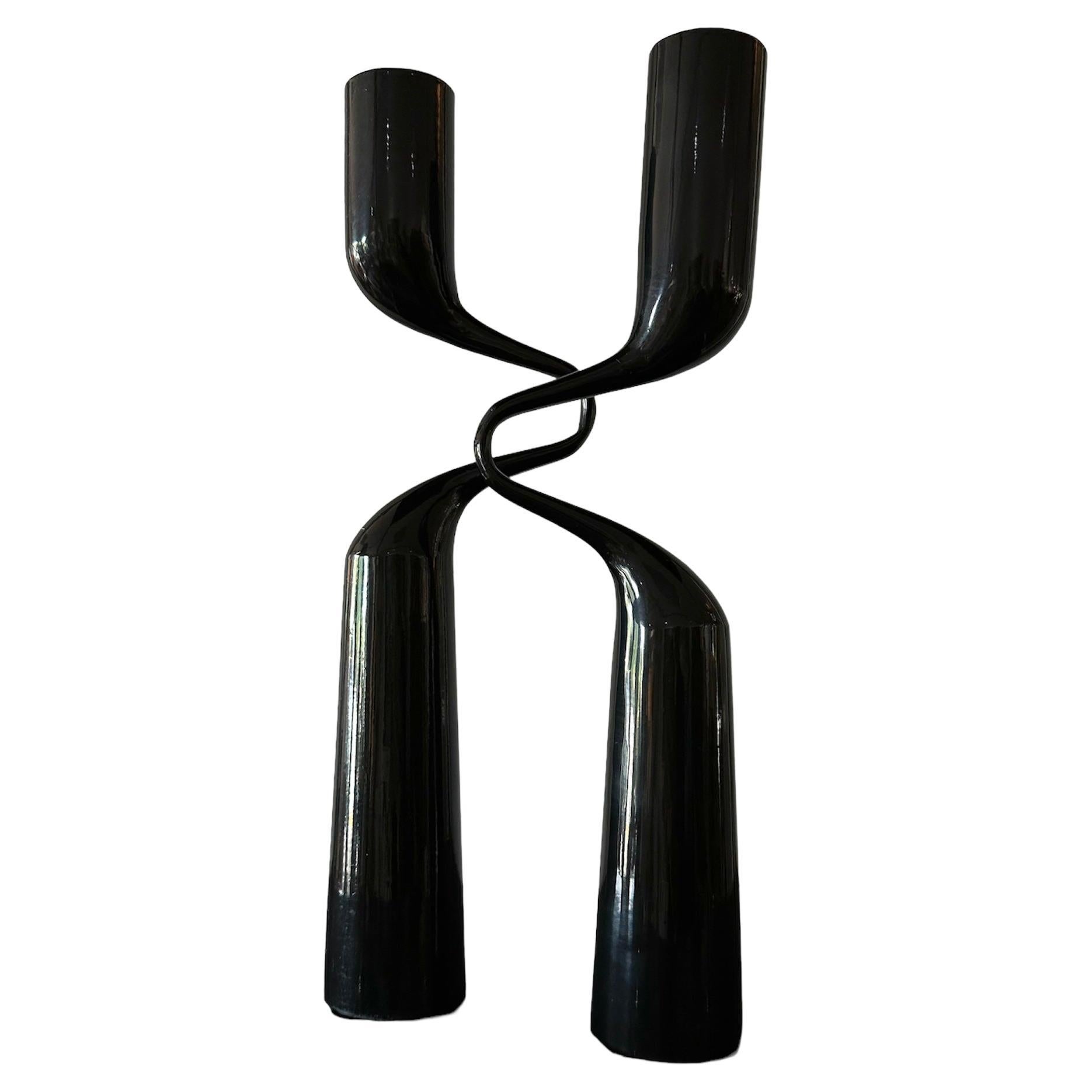 Mid-Century Modern Black Double Candle by Mikaela Dorfel For Sale