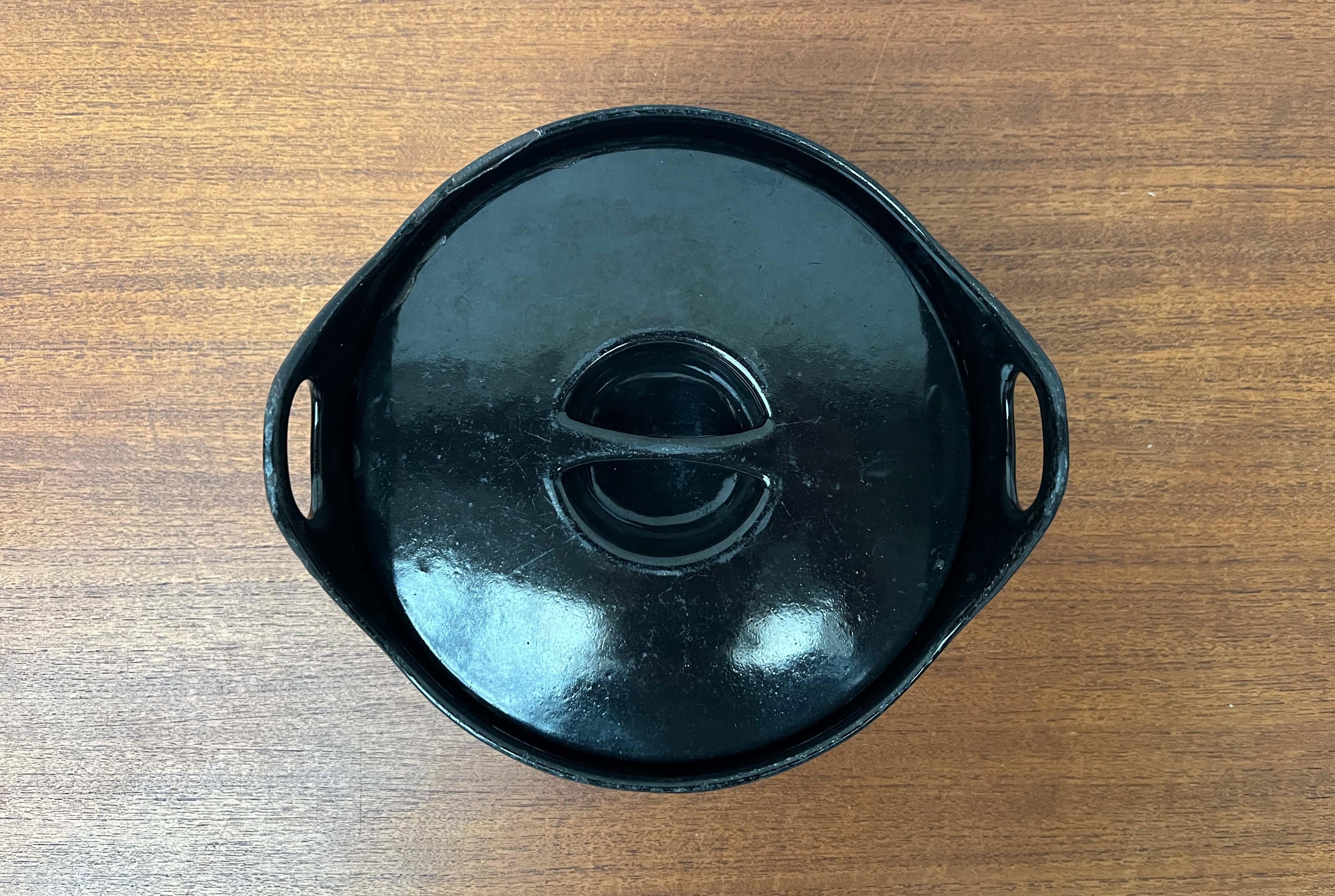 Mid-Century Modern Schwarz Emaille Topf Teak Griff Timo Sarpaneva Rosenlew Finnland im Angebot 6
