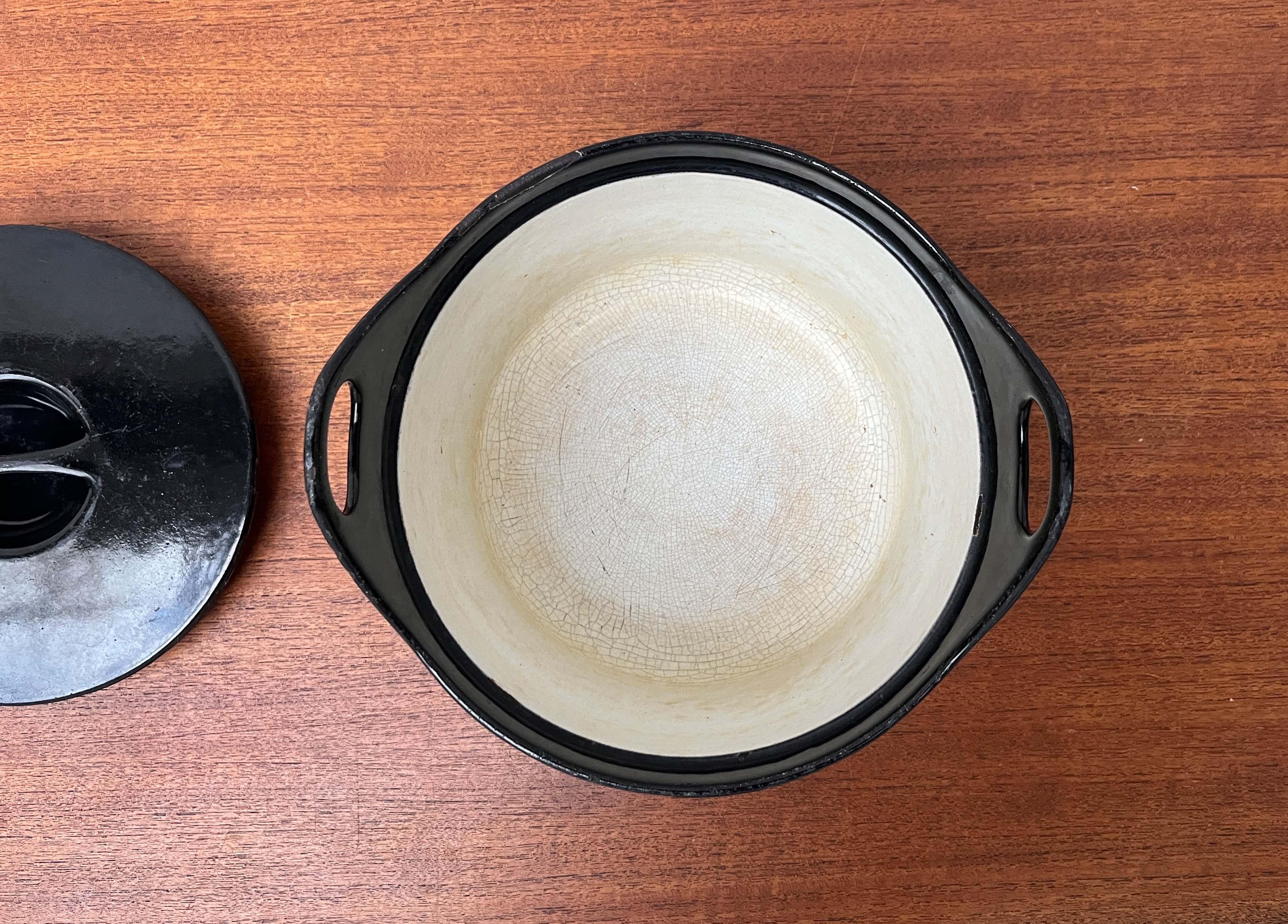 Mid-Century Modern Schwarz Emaille Topf Teak Griff Timo Sarpaneva Rosenlew Finnland im Angebot 9