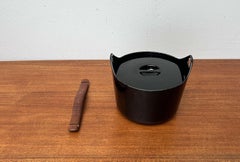Mid-Century Modern Black Enamel Pot Teak Handle Timo Sarpaneva Rosenlew Finland