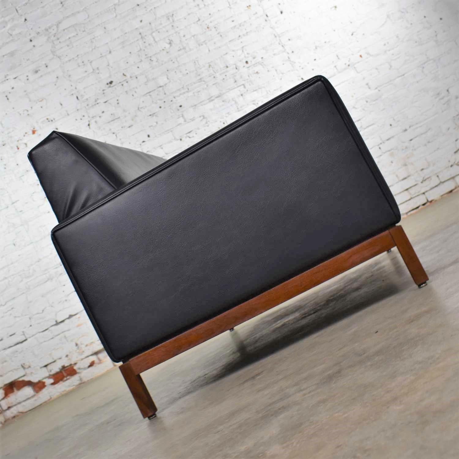Mid-Century Modern Black Faux Leather Love Seat Sofa by Taylor Chair Co. Style D For Sale 3