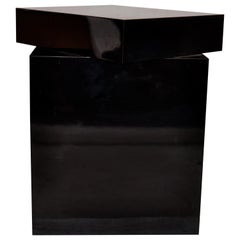 Vintage Mid-Century Modern Black Formica Swivel Top Sculpture Stand, Pedestal, Table