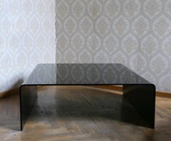 Mid-Century Modern Black Glass Waterfall Coffee Table by Fiam, Italy, 1970s