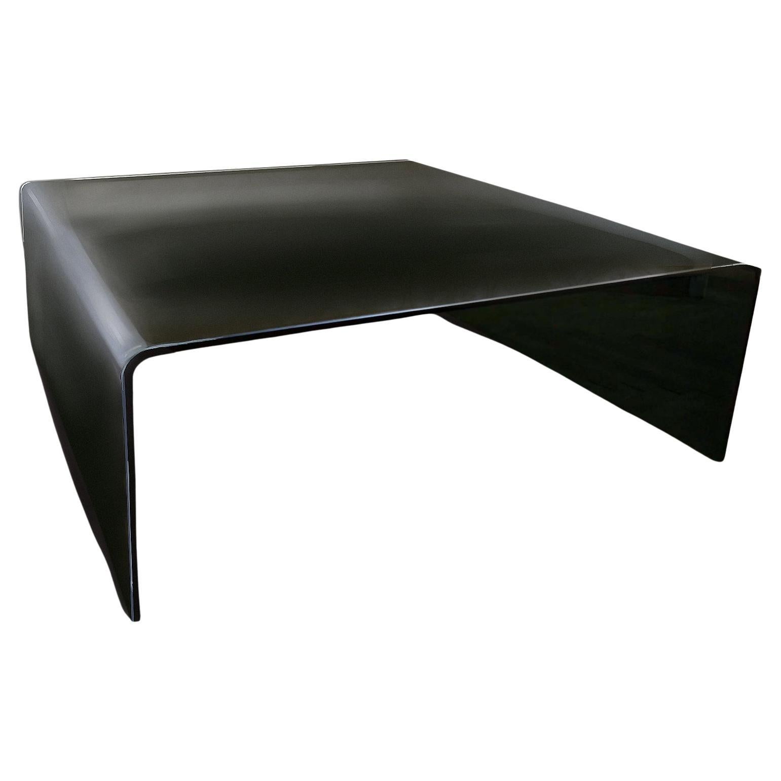 Mid-Century Modern Black Glass Waterfall Coffee Table by Fiam, Italy, 1970s
