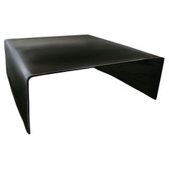 Used Mid-Century Modern Black Glass Waterfall Coffee Table by Fiam, Italy, 1970s