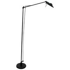 Mid-Century Modern Black Green Metal Adjustable Halogen Reading Table Lamp 1970s