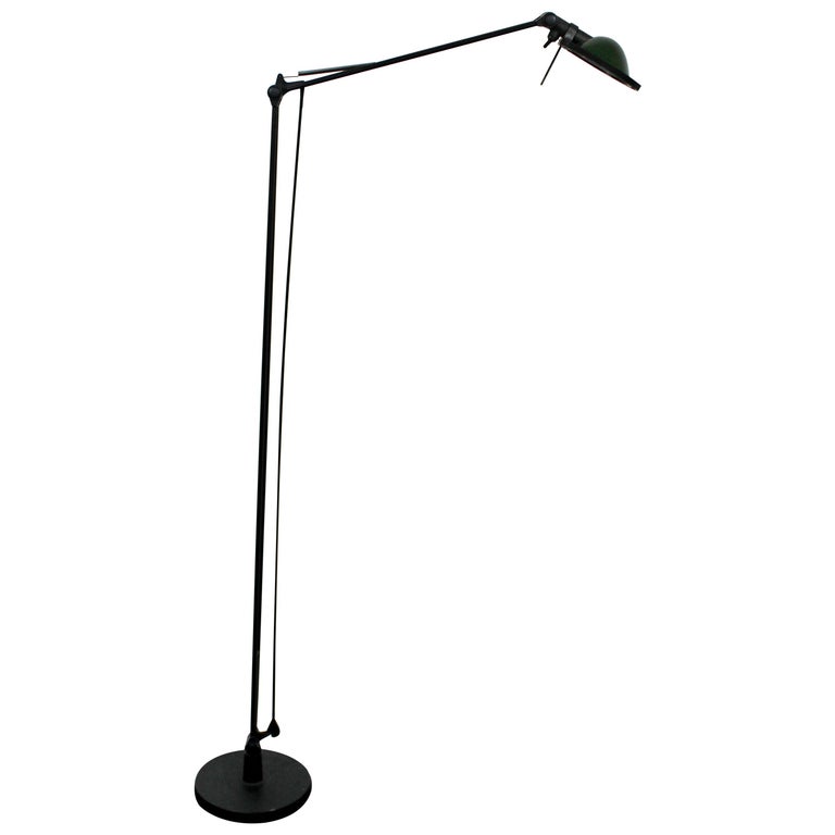 Mid Century Modern Black Green Metal, Halogen Table Lamp