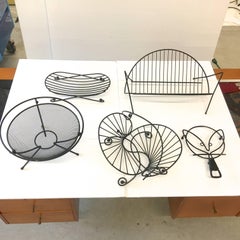Mid-Century Modern Black Iron Wire Organizers