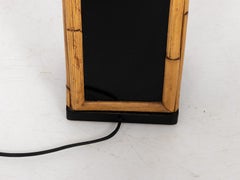 Mid-Century Modern Black Lacquer and Bamboo Lamp