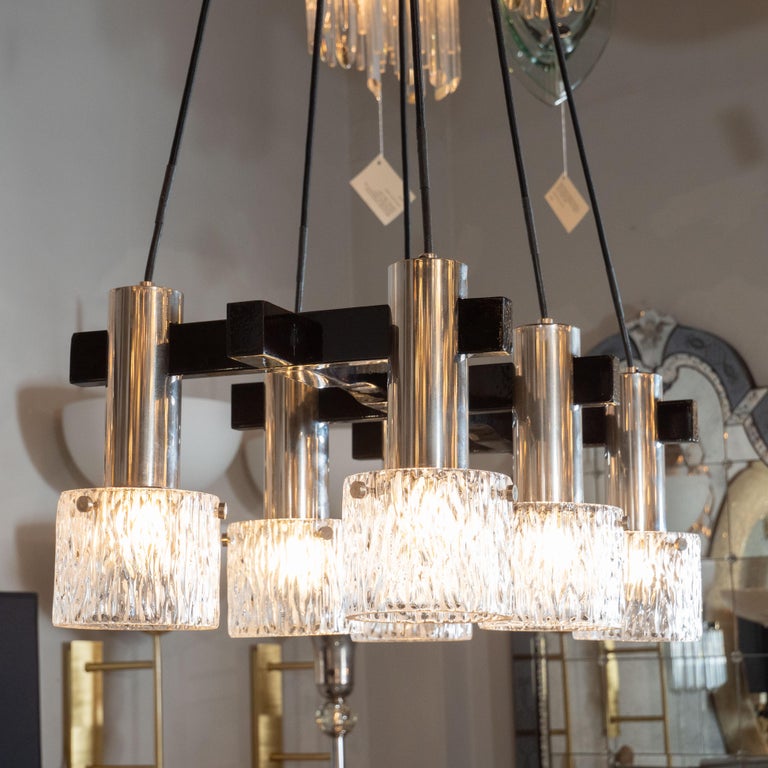 Mid-Century Modern Black Lacquer, Chrome and Textured ...