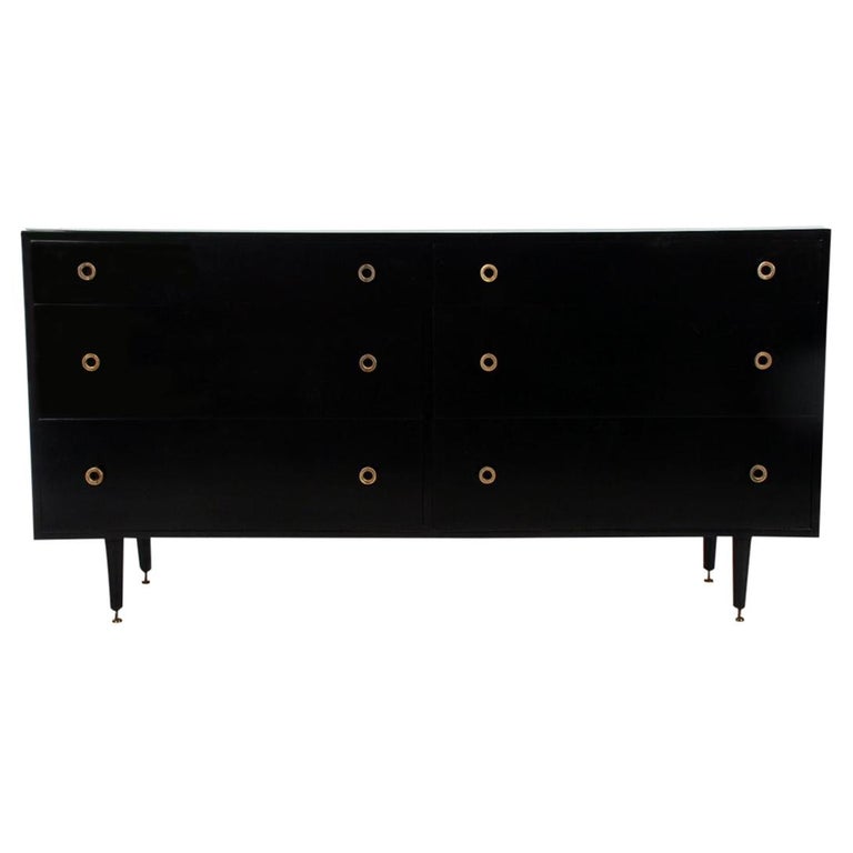 MidCentury Modern Black Lacquer Dresser by Glenn of California with