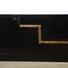 Mid-Century Modern Black Lacquer and Gold Leaf Sideboard Signed by James Mont