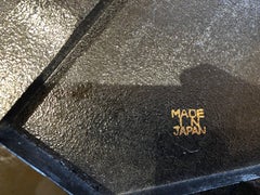 Mid-Century Modern Black Lacquer Low Japanese Stool with Gold Leaf Accents