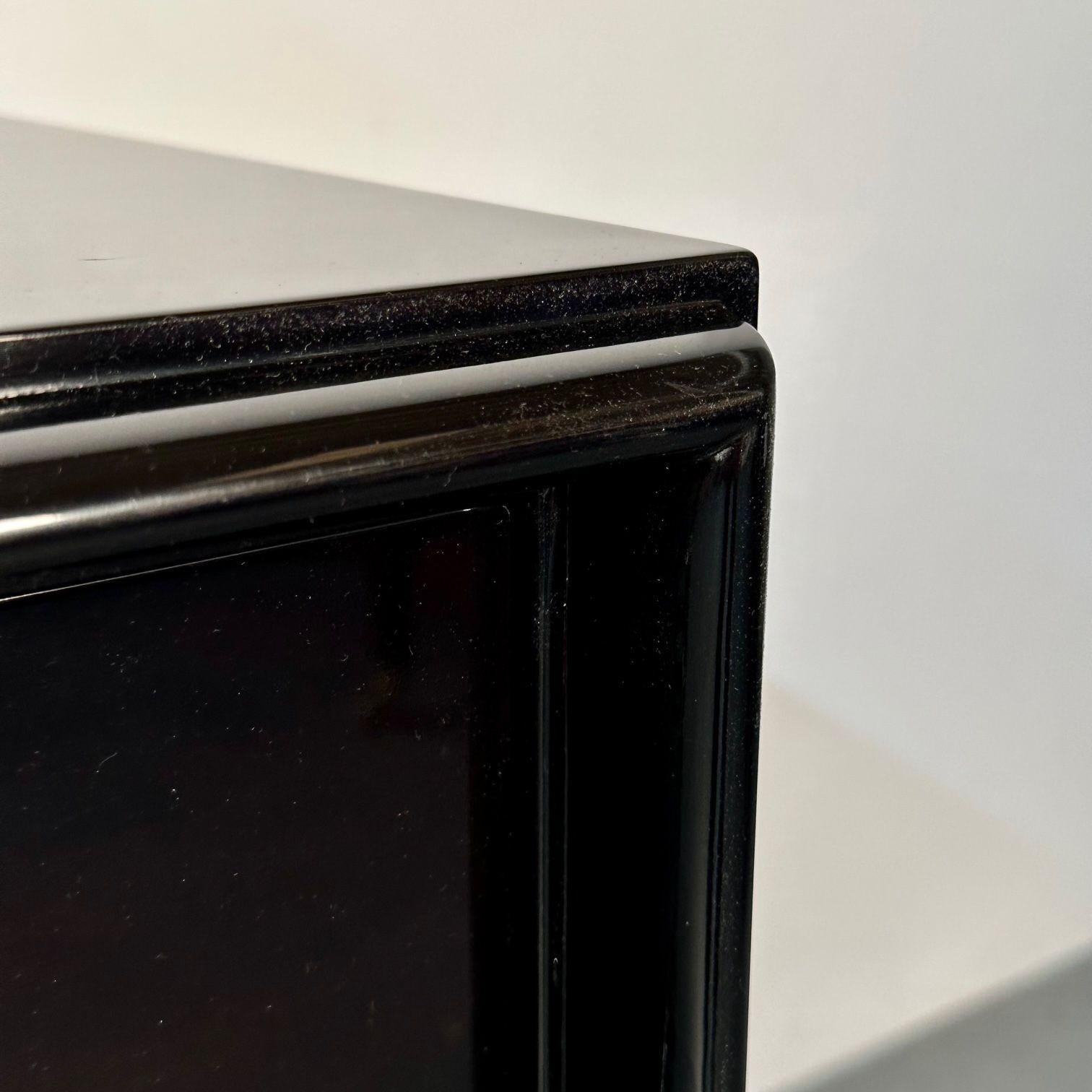 Mid-Century Modern Black Lacquer Paul Frankl Stamped John Stuart Double Dresser For Sale 6