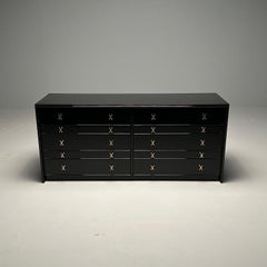Mid-Century Modern Black Lacquer Paul Frankl Stamped John Stuart Double Dresser