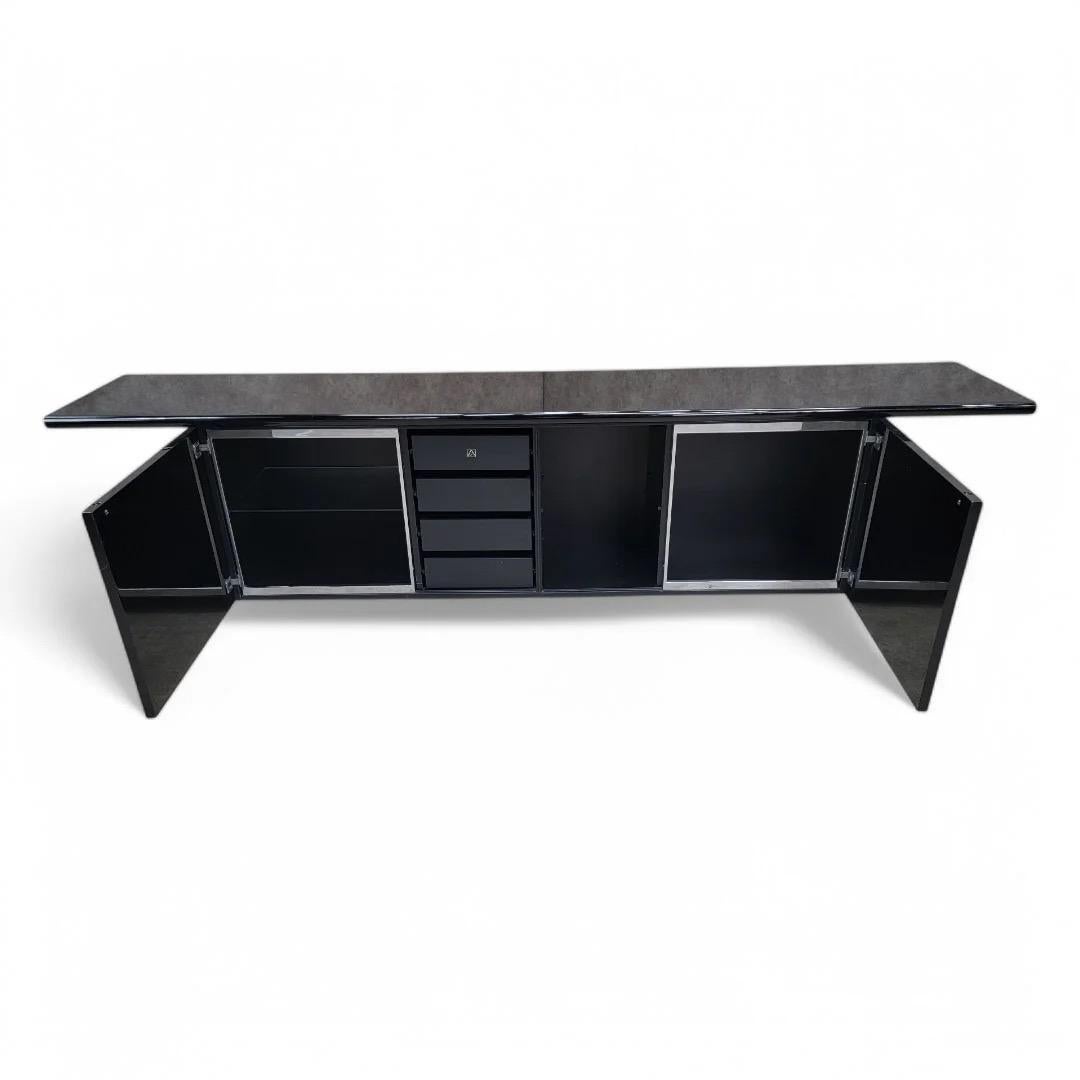 Credenza moderna di metà secolo in lacca nera di Giotto Stoppino per Acerbis in vendita 3