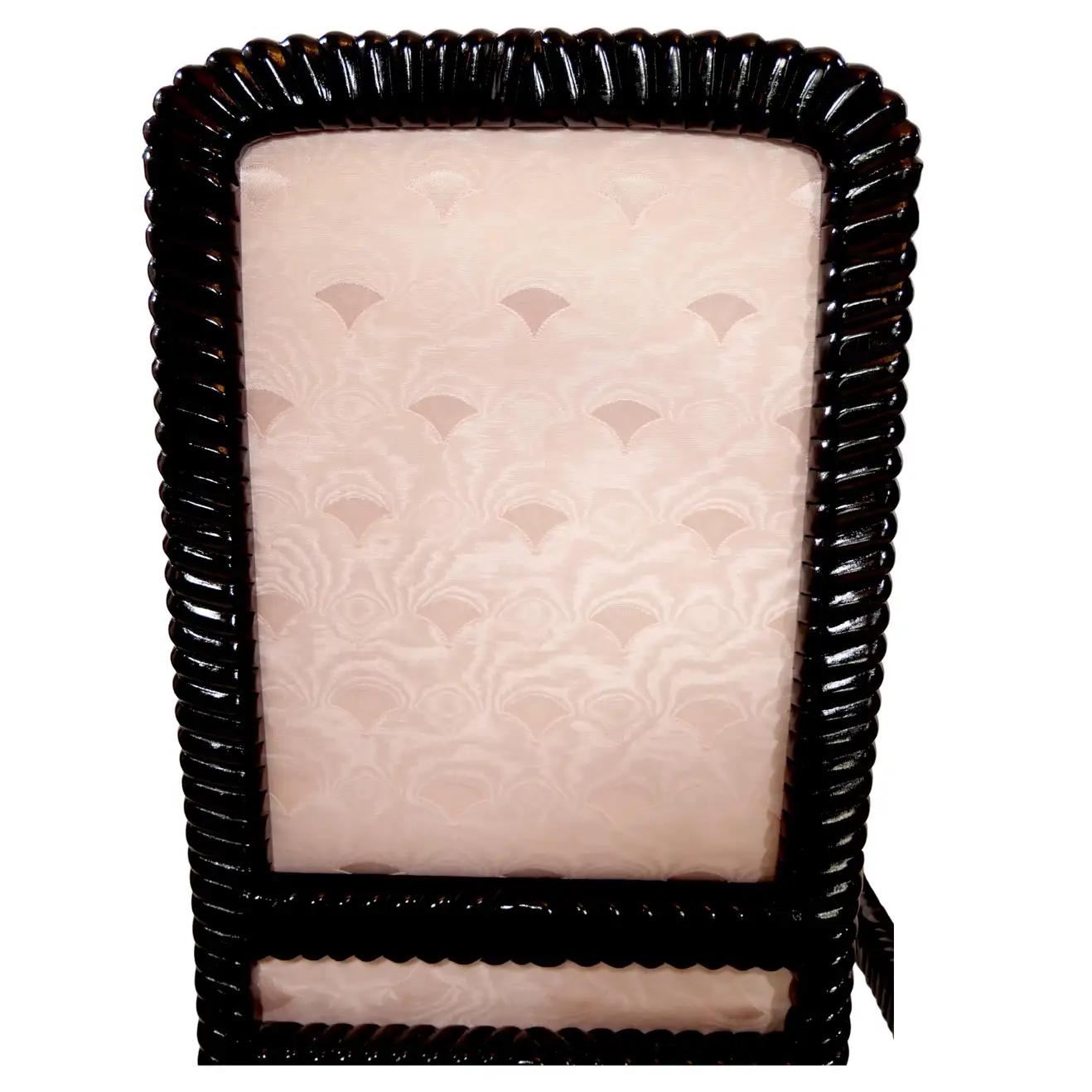 Chaise de salle à manger moderne du milieu du siècle, laquée noire, avec cadre en corde torsadée /  8 en vente 4