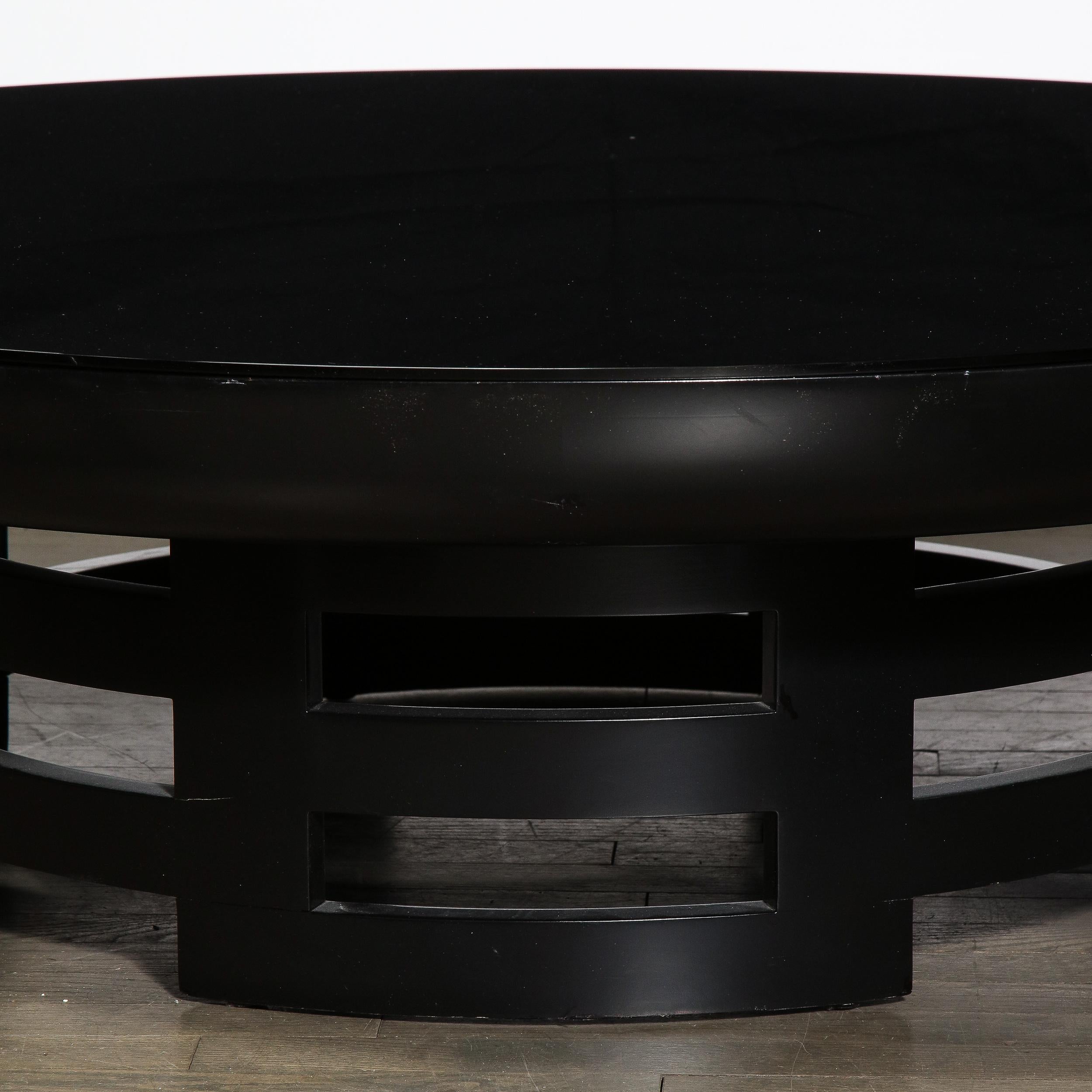 Mid-Century Modern Black Lacquer & Vitrolite Cocktail Table Kittinger In Excellent Condition In New York, NY