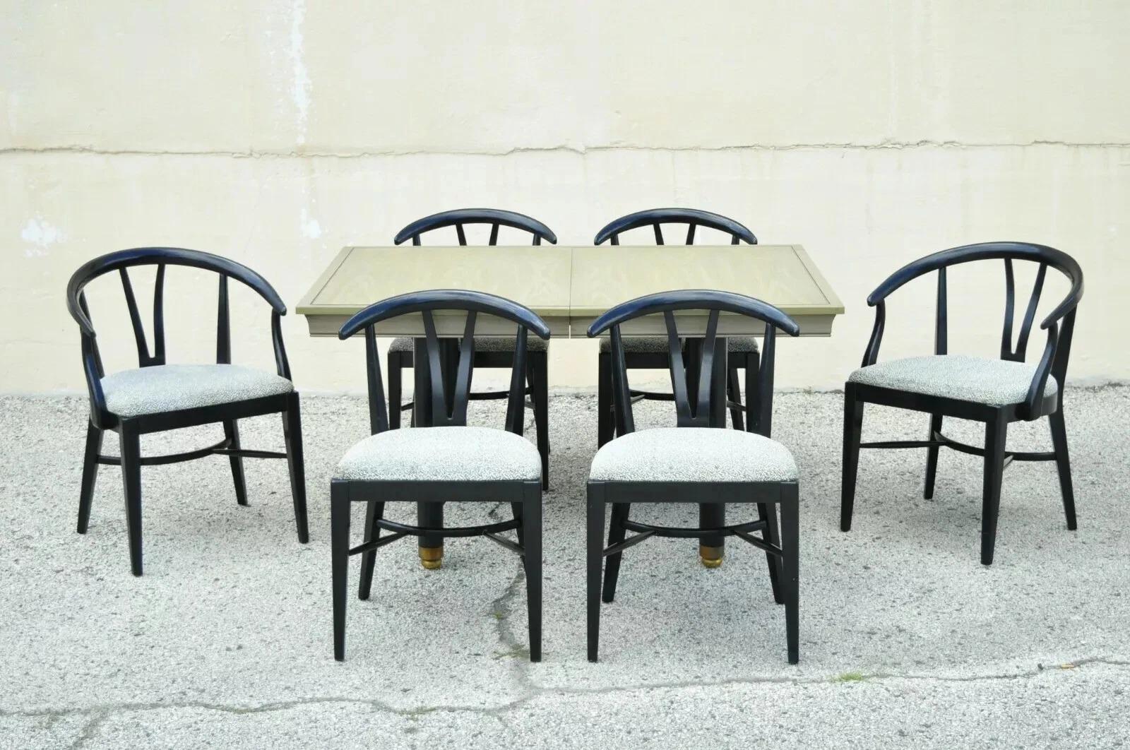 Sedie da pranzo Wishbone in lacca nera del Mid Century Modern by Blowing Rock Set of 6 in vendita 3