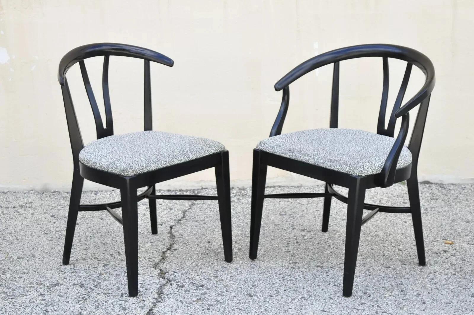 Sedie da pranzo Wishbone in lacca nera del Mid Century Modern by Blowing Rock Set of 6 in vendita 5
