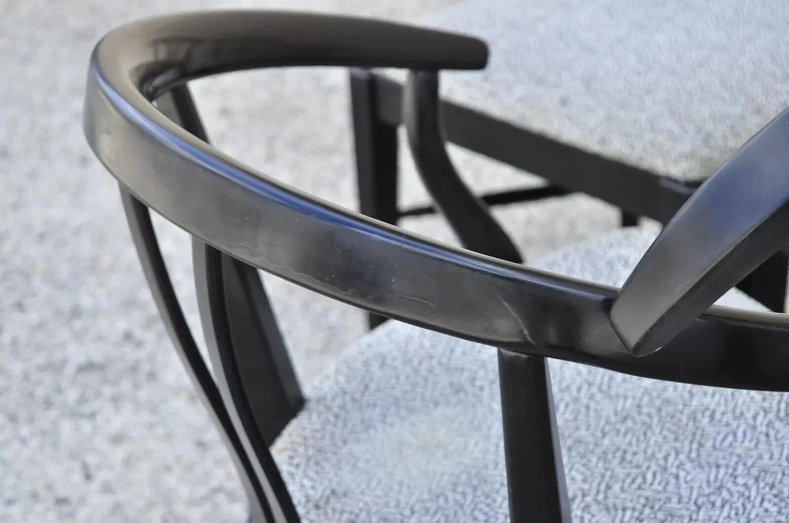 XX secolo Sedie da pranzo Wishbone in lacca nera del Mid Century Modern by Blowing Rock Set of 6 in vendita