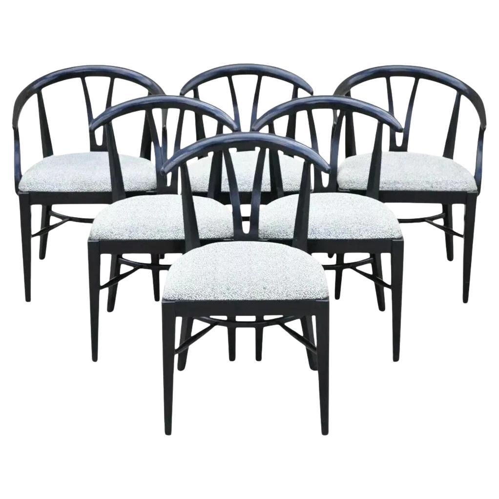 Mid Century Modern Black Lacquer Wishbone Dining Chairs by Blowing Rock Set of 6