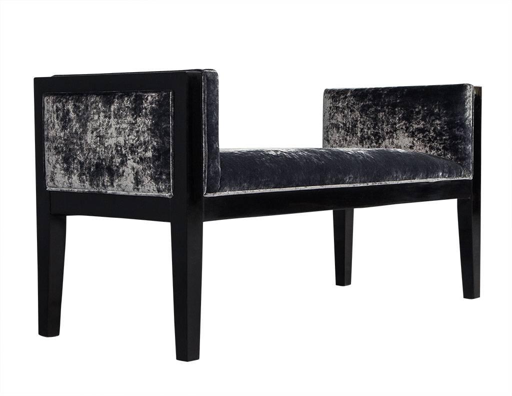 American Mid-Century Modern Black Lacquered Bench