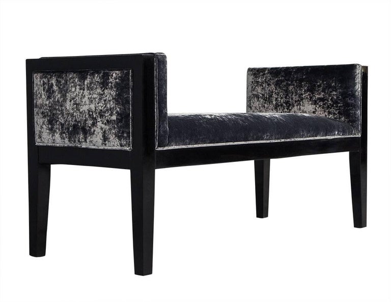 MidCentury Modern Black Lacquered Bench For Sale at 1stDibs