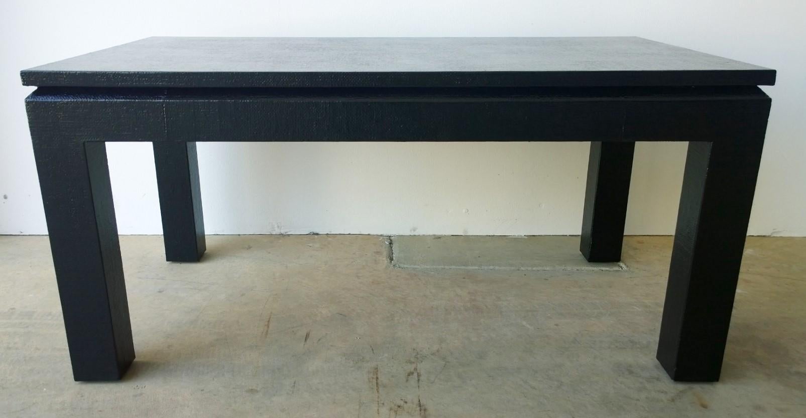 Newly Lacquered in Black Grasscloth Harrison Van Horn Coffee or Cocktail Table For Sale 5