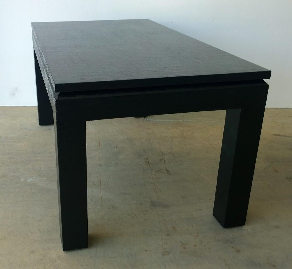 lacquered grasscloth coffee table