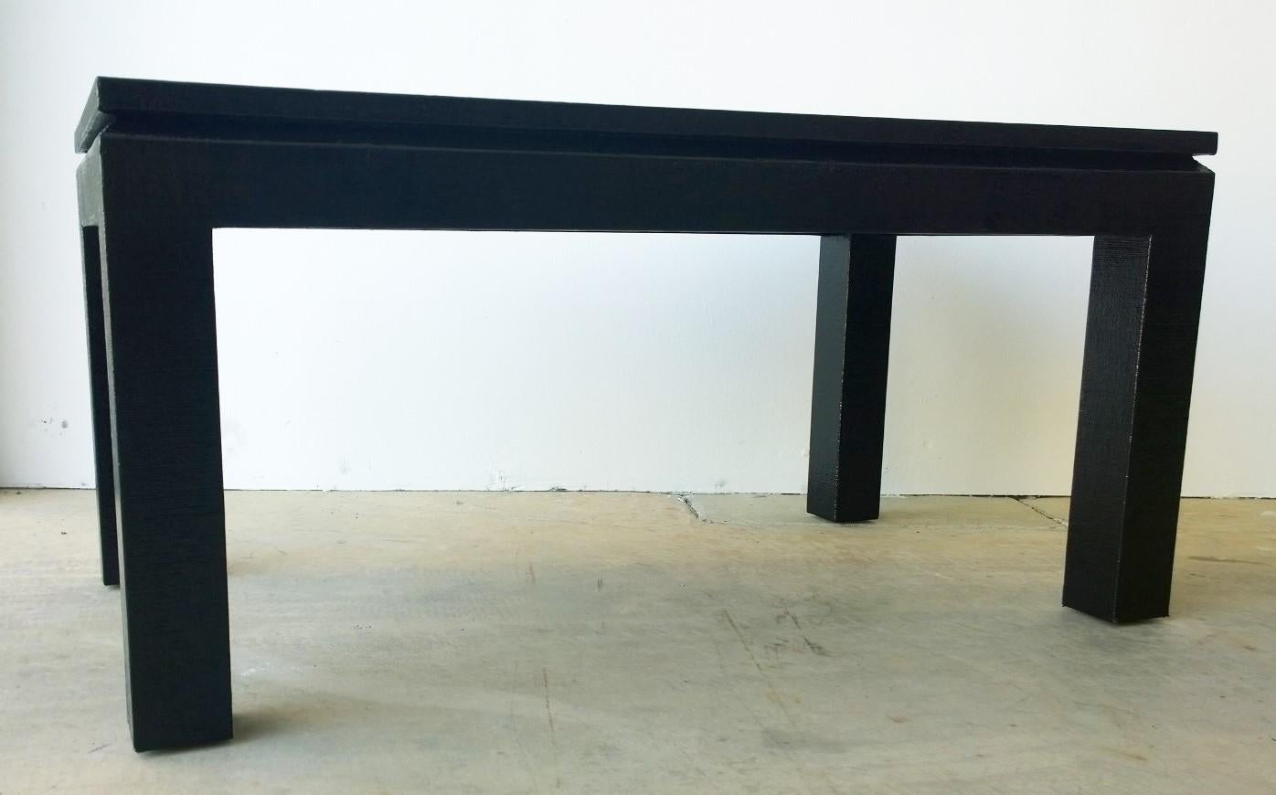 Mid-Century Modern Newly Lacquered in Black Grasscloth Harrison Van Horn Coffee or Cocktail Table For Sale