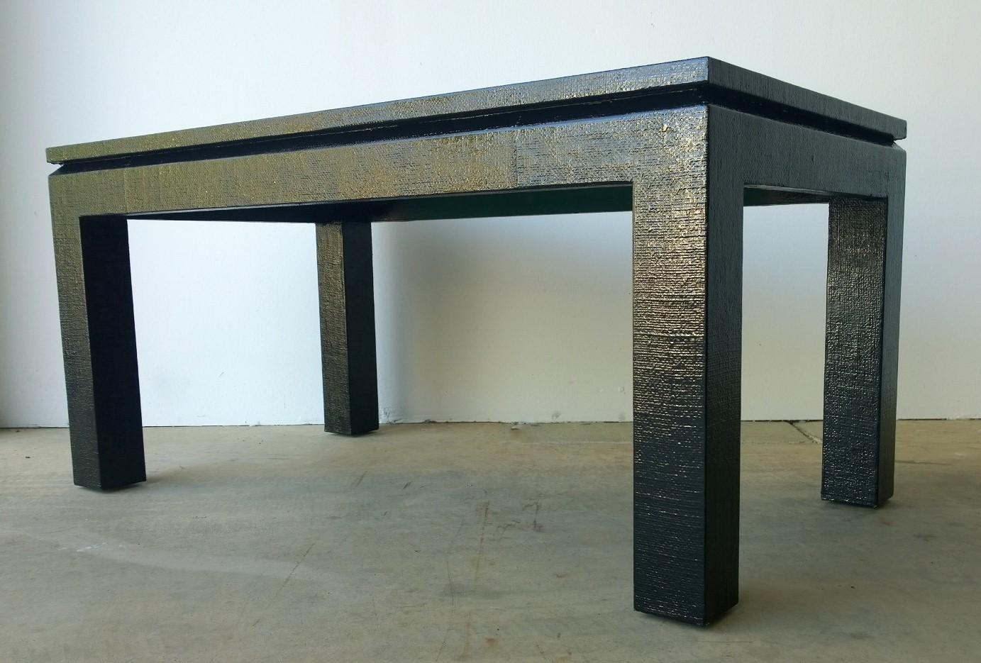 Newly Lacquered in Black Grasscloth Harrison Van Horn Coffee or Cocktail Table In Good Condition For Sale In Houston, TX