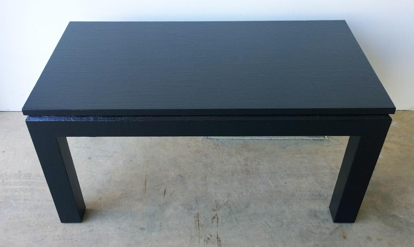 Late 20th Century Newly Lacquered in Black Grasscloth Harrison Van Horn Coffee or Cocktail Table For Sale
