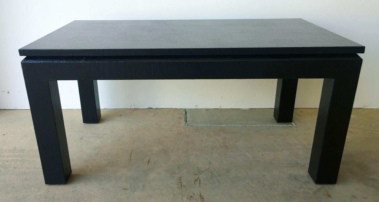 Newly Lacquered in Black Grasscloth Harrison Van Horn Coffee or Cocktail Table For Sale 1
