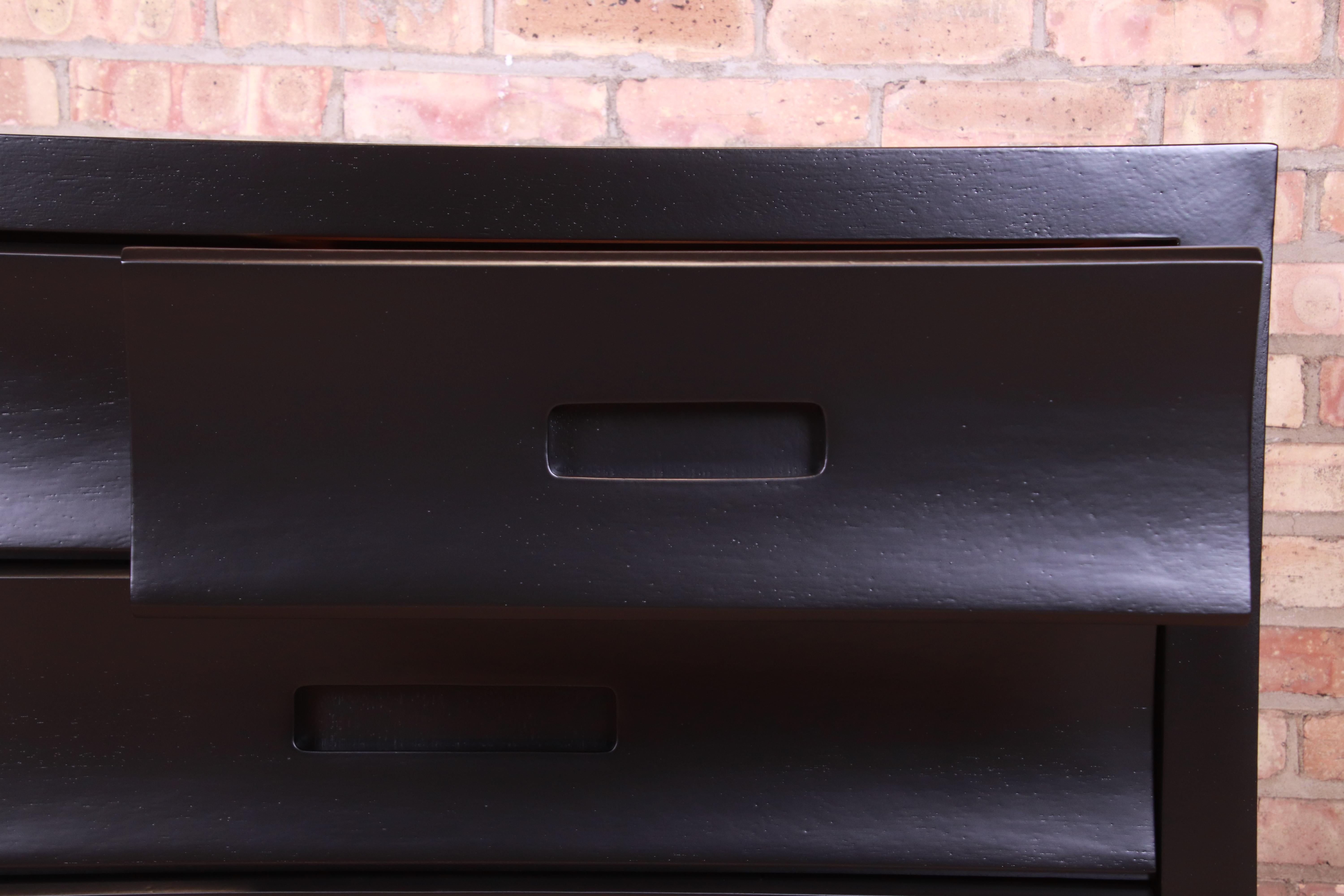 Mid-Century Modern Black Lacquered Long Dresser or Credenza, Newly Refinished 5