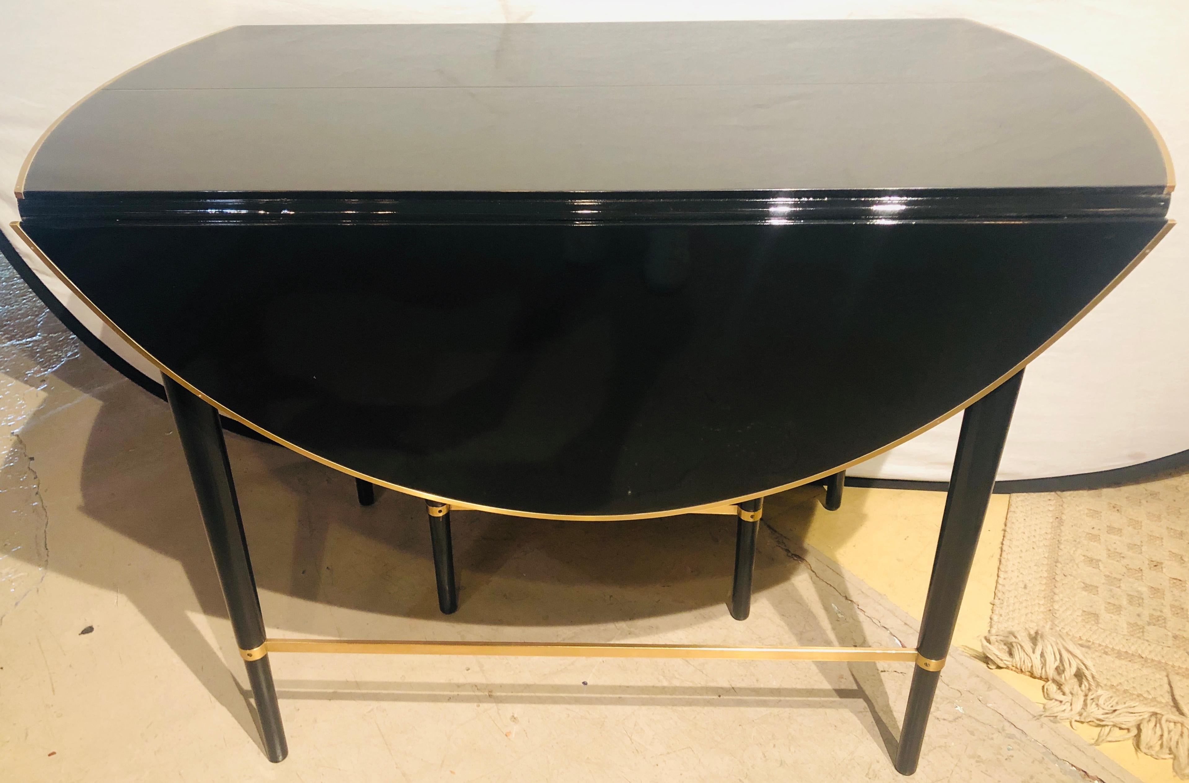 American Mid-Century Modern Black Lacquered Paul McCobb Serving / Dining Table 5 Leaves