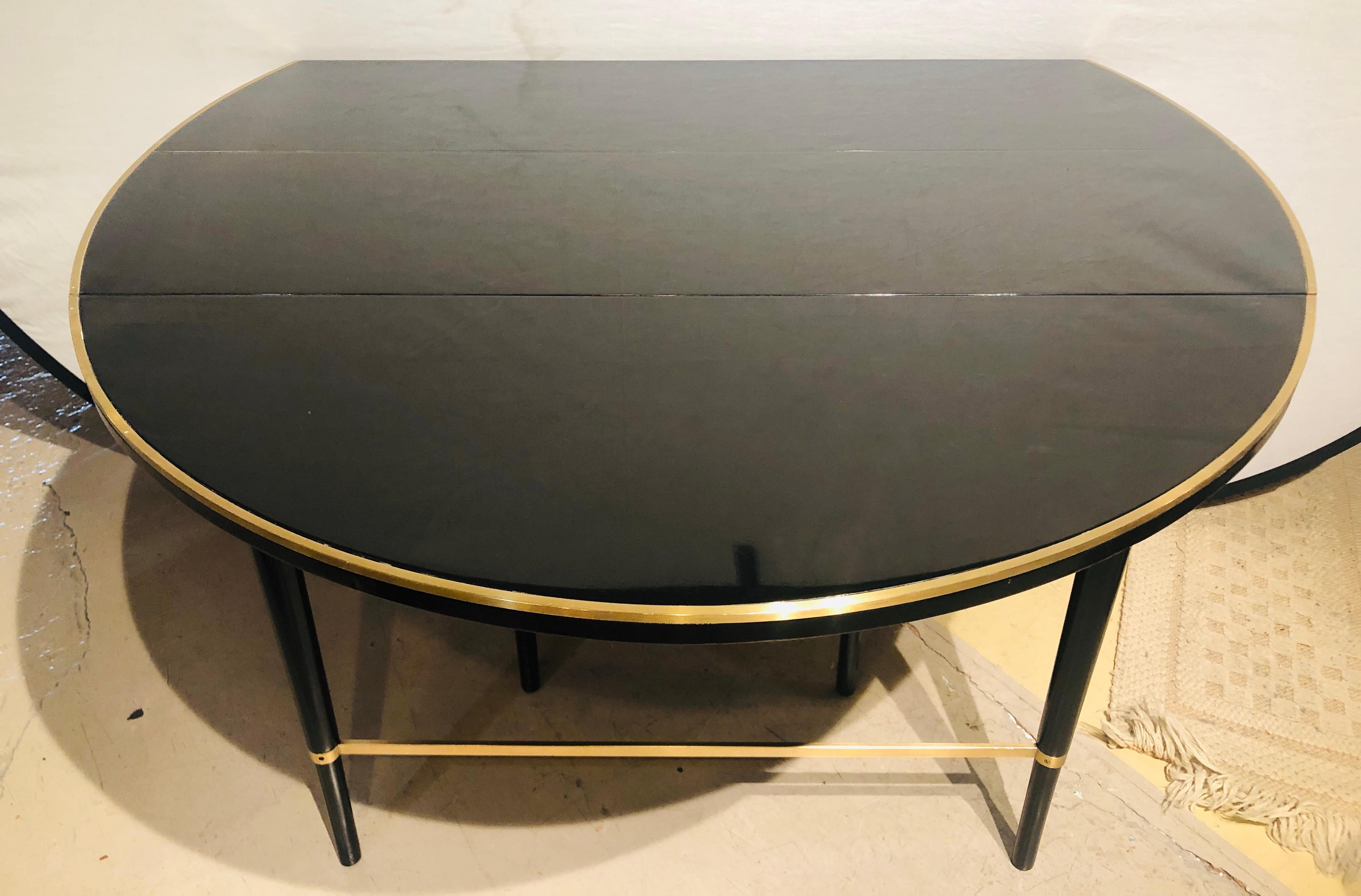 20th Century Mid-Century Modern Black Lacquered Paul McCobb Serving / Dining Table 5 Leaves