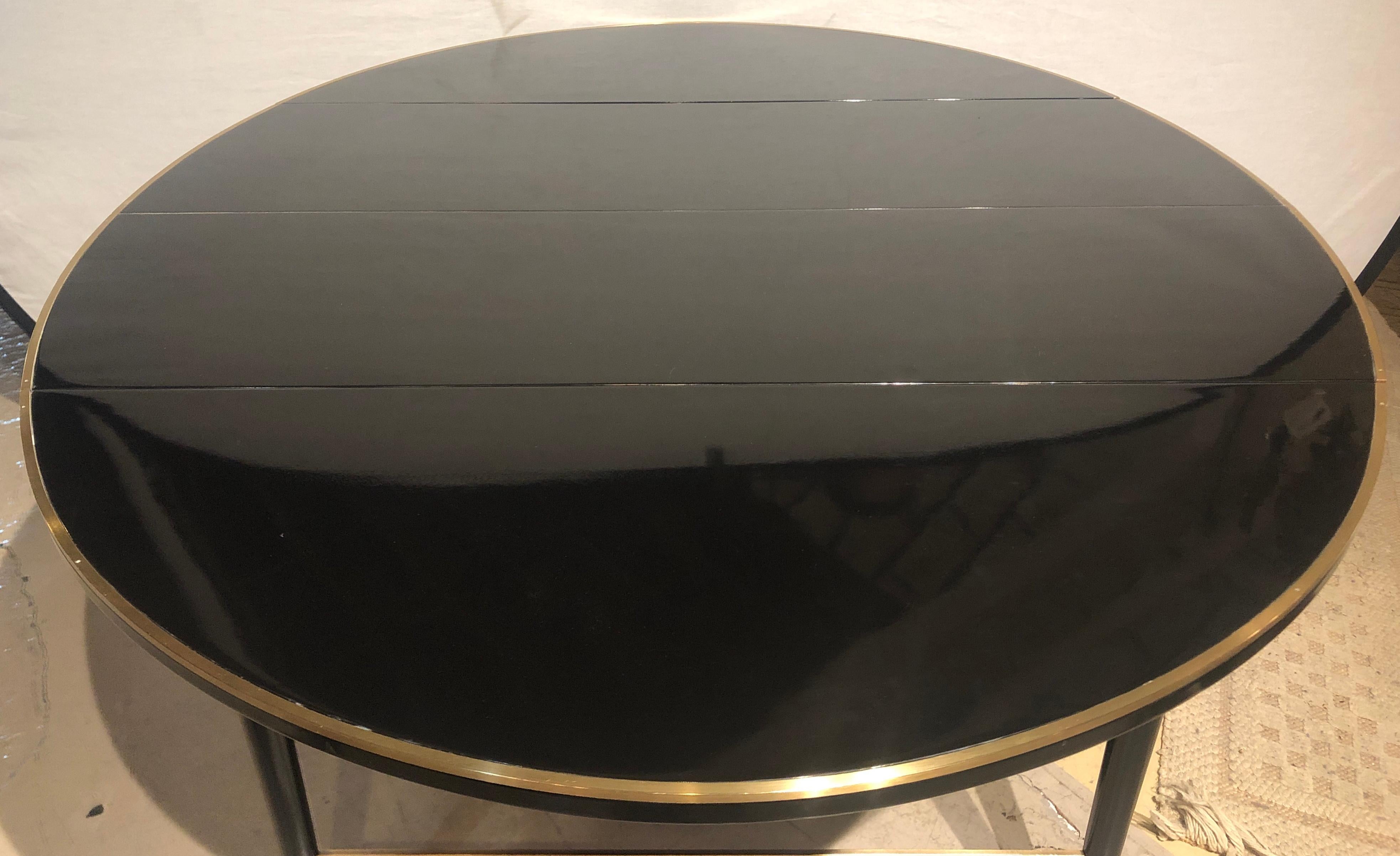 Bronze Mid-Century Modern Black Lacquered Paul McCobb Serving / Dining Table 5 Leaves