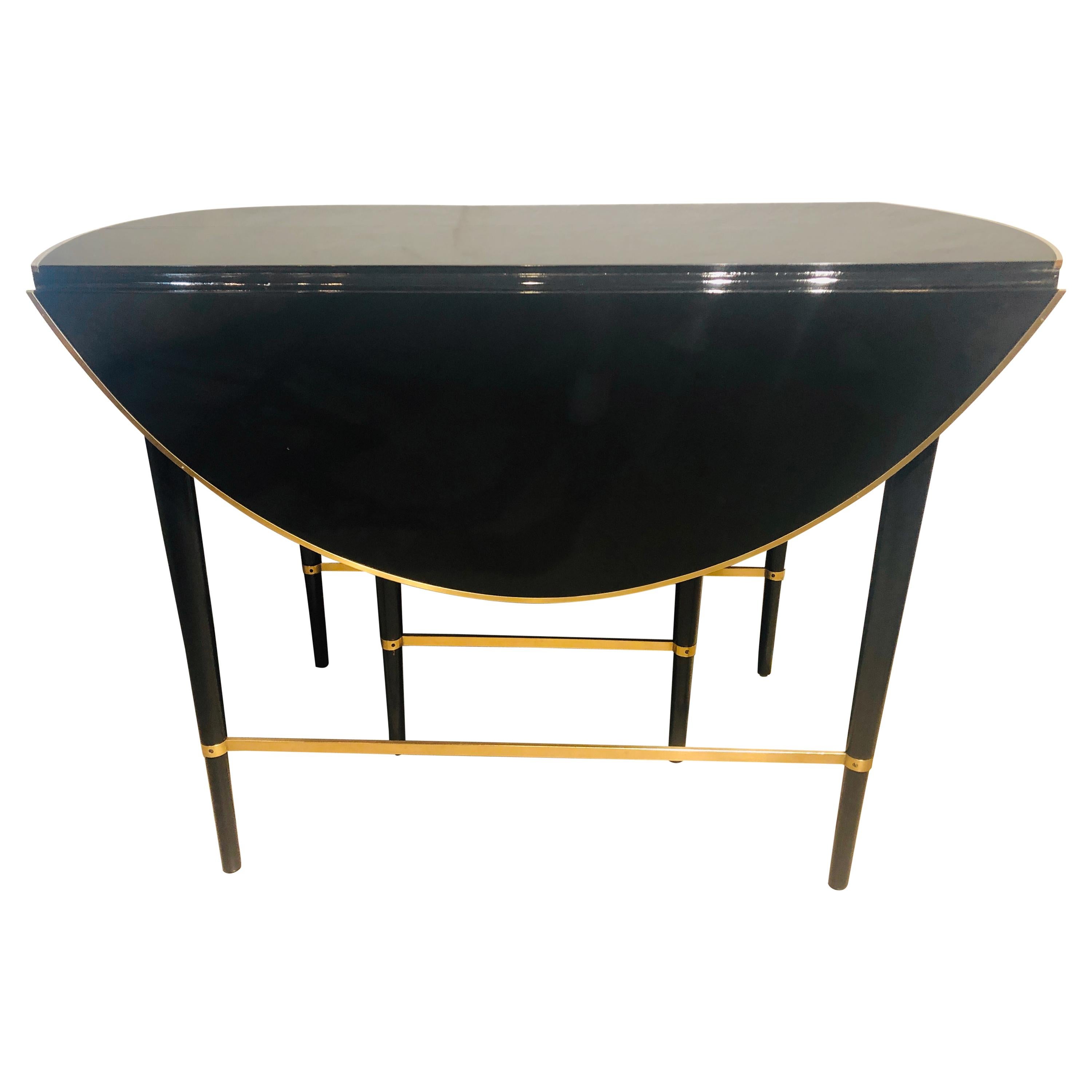Mid-Century Modern Black Lacquered Paul McCobb Serving / Dining Table 5 Leaves