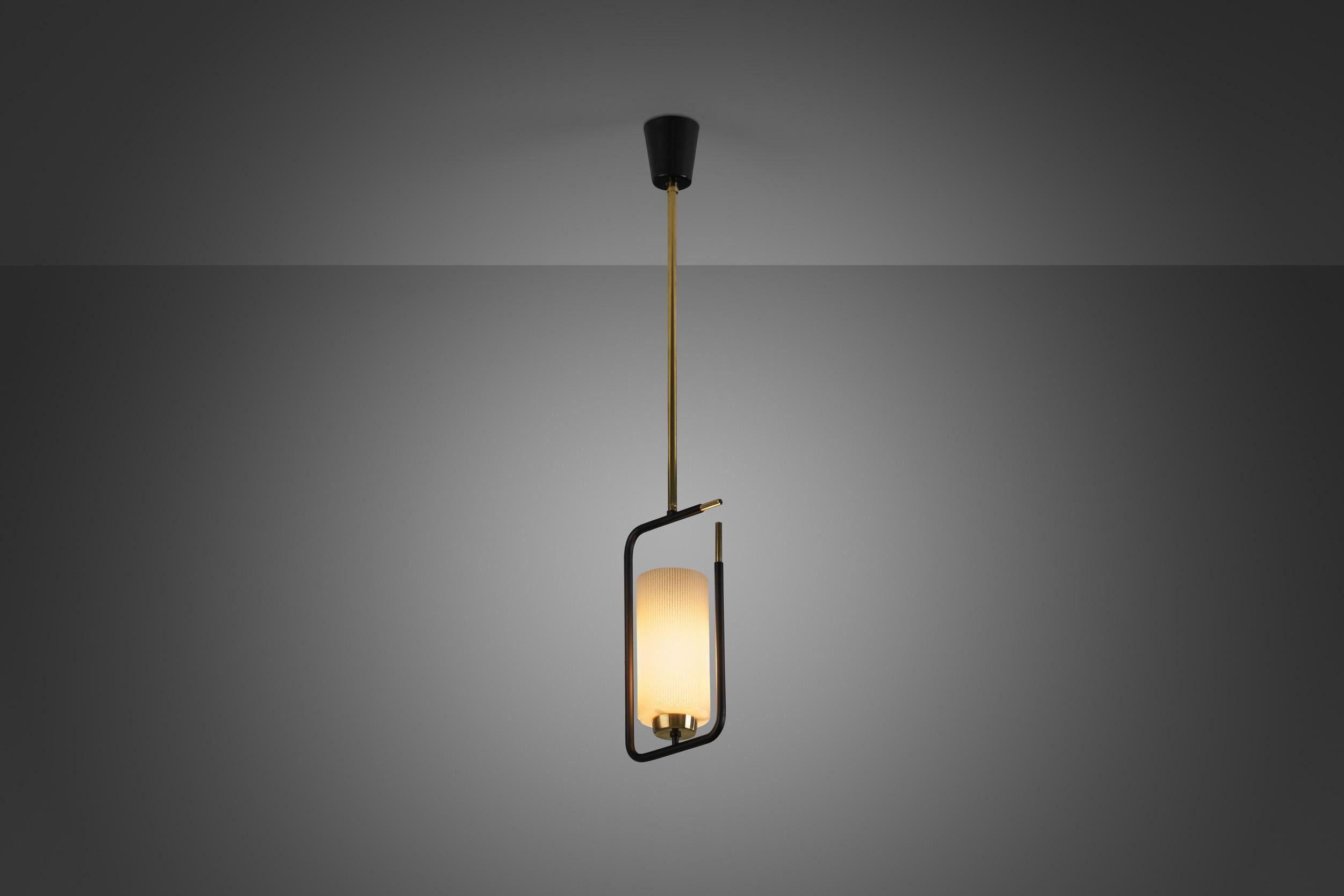 Mid-Century Modern Black Lacquered Pendant Light, Europe, 1950s For Sale 1