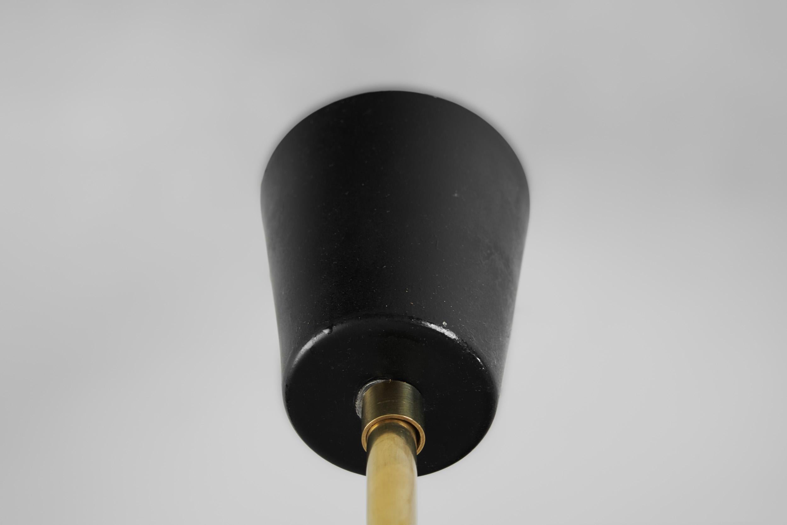 Mid-Century Modern Black Lacquered Pendant Light, Europe, 1950s For Sale 2