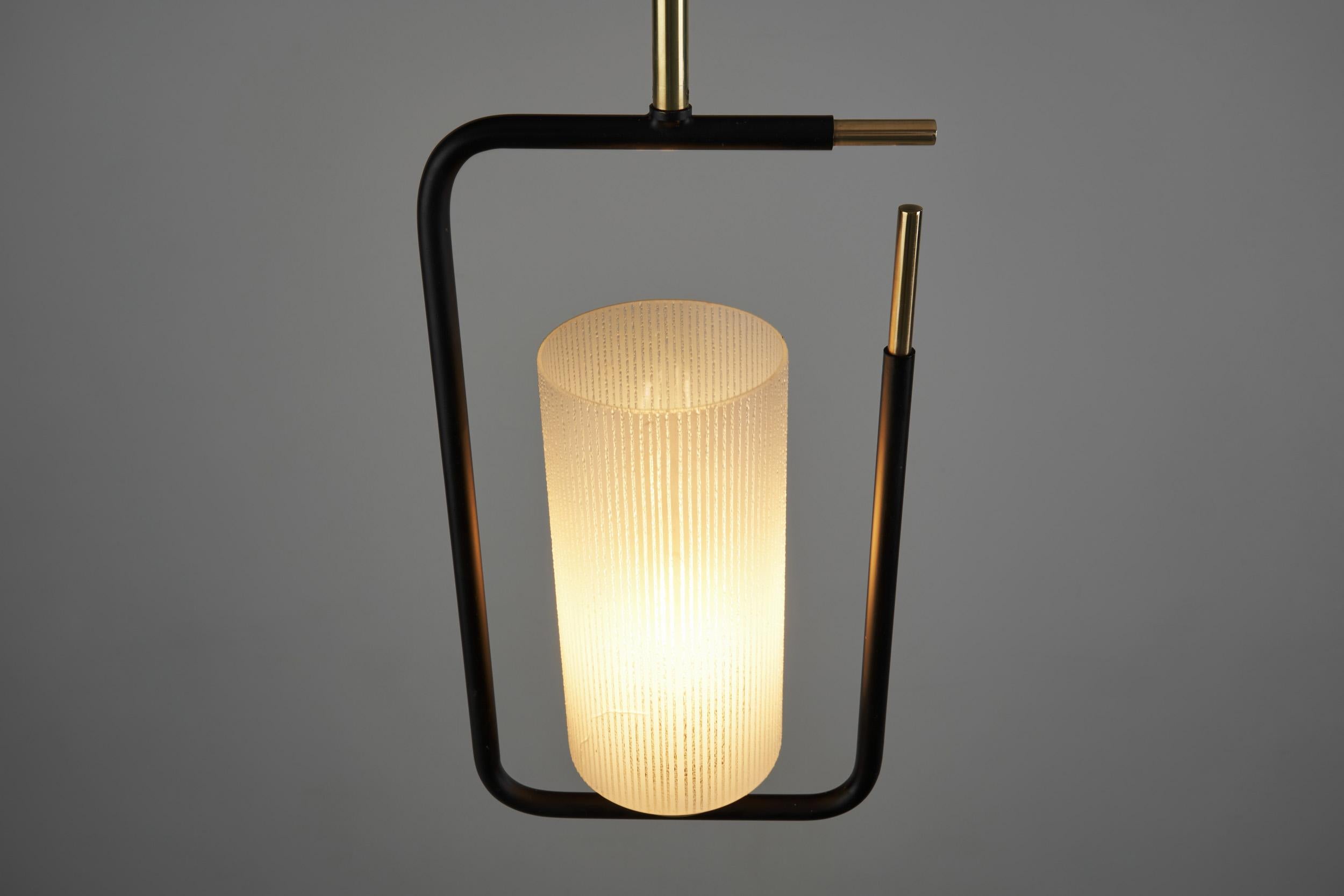 Mid-Century Modern Black Lacquered Pendant Light, Europe, 1950s For Sale 3