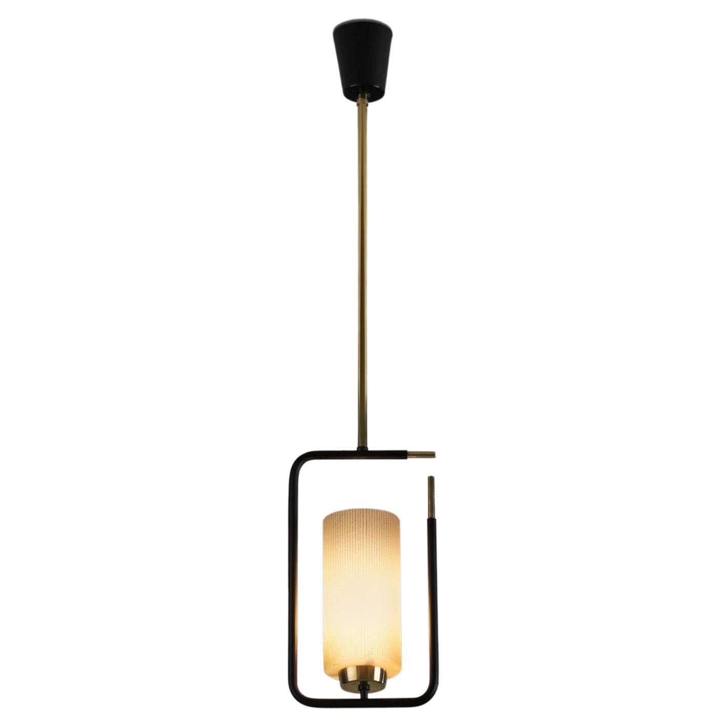 Mid-Century Modern Black Lacquered Pendant Light, Europe, 1950s For Sale