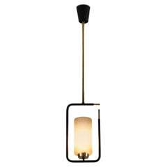 Vintage Mid-Century Modern Black Lacquered Pendant Light, Europe, 1950s